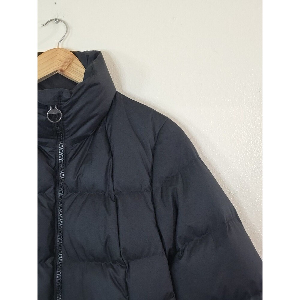 ATHLETA Downtown Puffer Jacket Parka Womens Size Small Black Zip Logo - Picture 2 of 12
